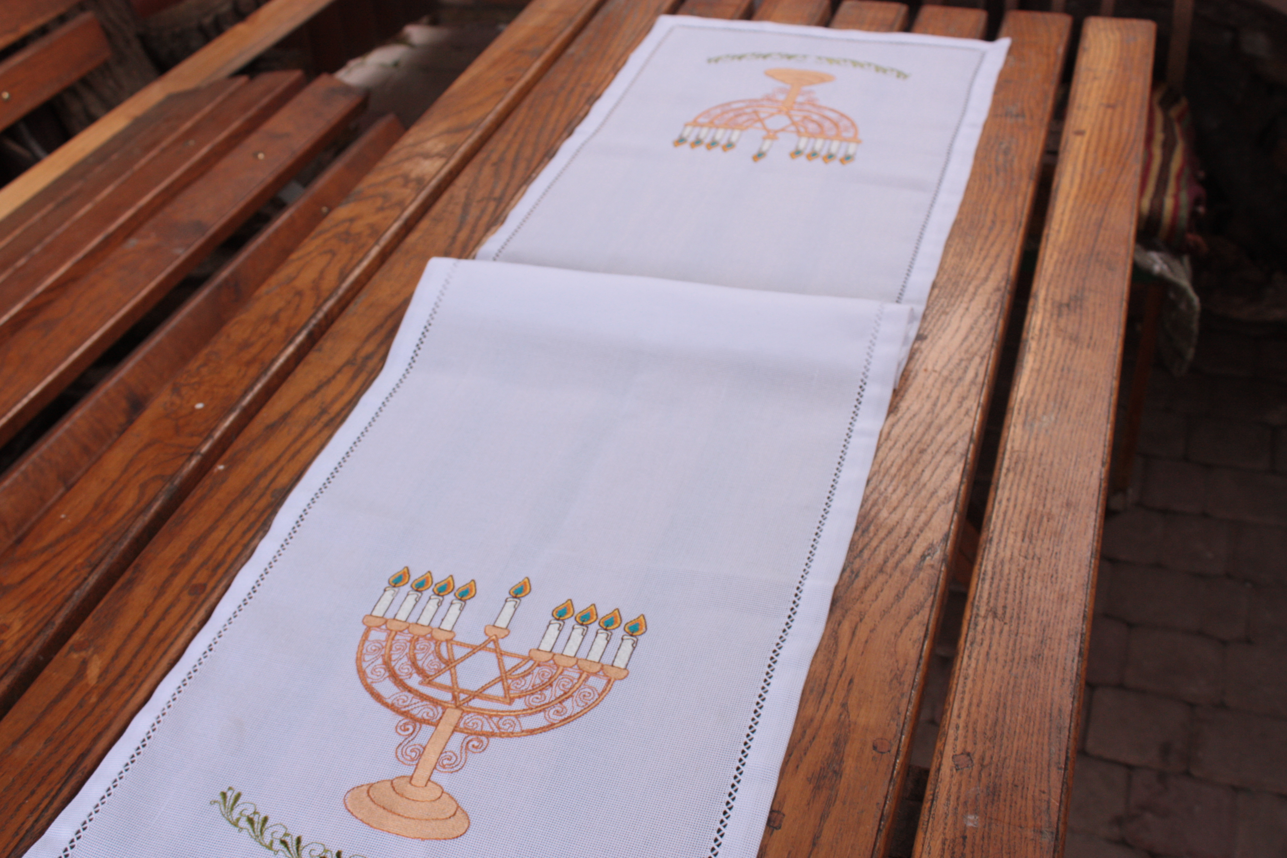 Table runner with embroidery as Granny gift